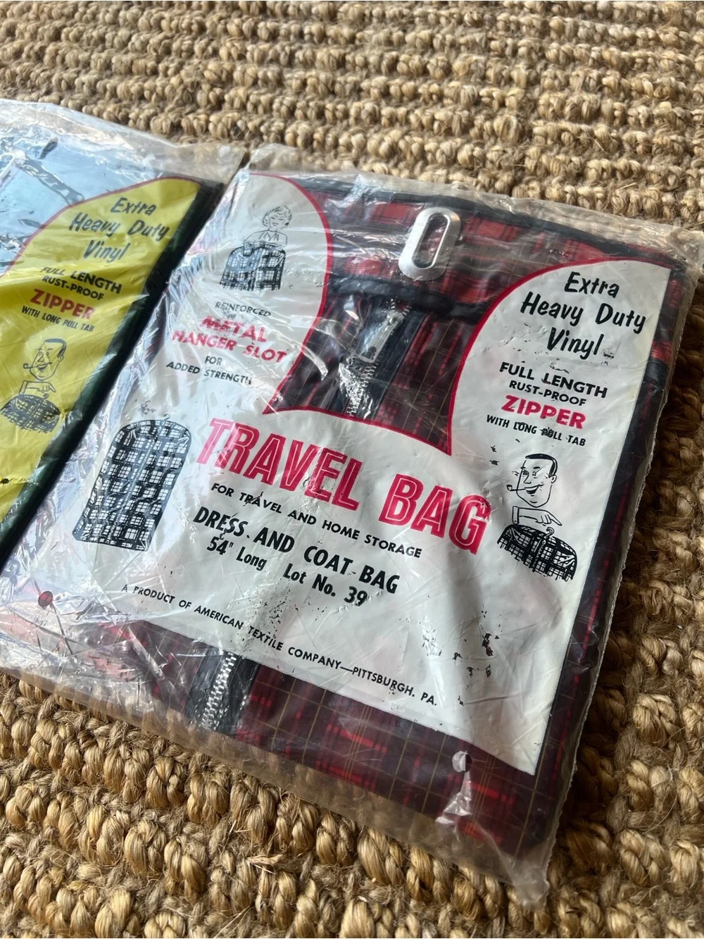 Vintage Travelite Plaid Garment Bags NOS Lot of 2 1960s MCM